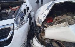 حادث اصطدام مركبتين على طريق دير الغصون