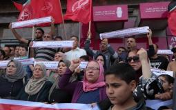 الجبهة الشعبية تنظم وقفة احتجاجية امام بنكي فلسطين والقاهرة عمان