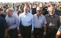 رئيس مكتب حماس السياسي إسماعيل هنية يشارك في مسيرات العودة شرق غزة