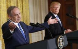 بنيامين نتنياهو رئيس الحكومة الإٍسرائيلية في مؤتمر صحفي سابق مع الرئيس الأمريكي دونالد ترامب