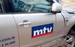 فريق mtv لحادث سير خلال تغطية حرائق لبنان