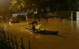 مياه الأمطار تغمر شوارع مدينة عسقلان