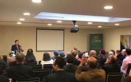 زيارة عشراوي للجالية الفلسطينية في بريطانيا