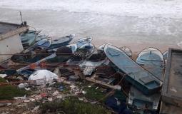 ميناء دير البلح جراء المنخفض الجوي