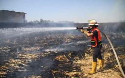 الدفاع المدني يخمد حريقا في أرض زراعية شمال غزة