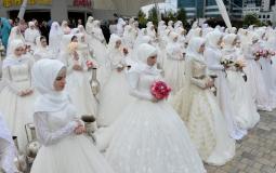 أقامت العاصمة الشيشانية، غروزني، حفل زفاف جماعي لـ 200 من العرائس والعرسان، بمناسبة مرور 200 عام على تأسيسها.