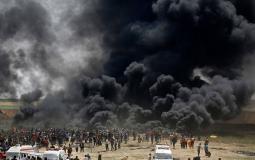 المتظاهرين الفلسطينيين على حدود قطاع غزة