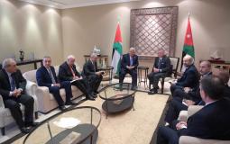 الرئيس محمود عباس، اثناء لقاء العاهل الأردني الملك عبد الله الثاني بن الحسين