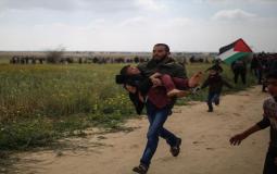 اصابة طفل فلسطيني برصاص الاحتلال خلال مشاركته في مسيرة العودة الكبرى شرق غزة