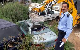 الشرطة الفلسطينية تتلف سيارات في طولكرم