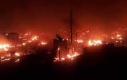 حريق مخيم في لبنان