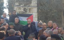 واصل أبو يوسف عضو اللجنة التنفيذية لمنظمة التحرير الفلسطينية خلال فعالية تكريم شهداء الحركة الأسيرة في جنين