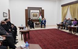 الرئيس عباس يستقبل وفد اتحاد كنائس رام الله