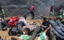 جانب من المجزرة التي ارتكبتها اسرائيل في غزة خلال مسيرة العودة السلمية
