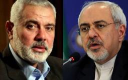 محمد جواد ظريف وزير خارجية إيران وإسماعيل هنية رئيس المكتب السياسي لحركة حماس