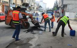 صيانة الطرق بلدية غزة