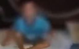مشهد من فيديو تعنيف طفل في لبنان