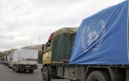شاحنة للاونروا تحمل مواد اغاثية للاجئين
