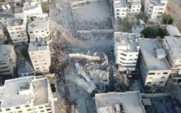 قصف مبنى المسحال الثقافي في غزة من قبل الطيران الحربي الإسرائيلي