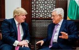 رئيس دولة فلسطين محمود عباس، ورئيس الوزراء البريطاني بوريس جونسون