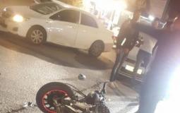 إصابة سائق دراجة نارية أثر تصادم مع سيارة خصوصية في كفركنا