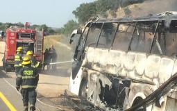 سخنين : حريق هائل في حافلة قرب مفترق هموفيل 