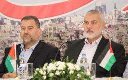 إسماعيل هنية رئيس المكتب السياسي لحركة "حماس" و صالح العاروري في غزة