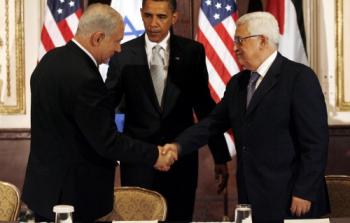 الرئيس محمود عباس وأوباما ونتنياهو- أرشيفية