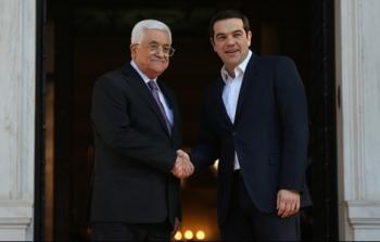 الرئيس عباس مع رئيس الحكومة اليونانية تسيبراس