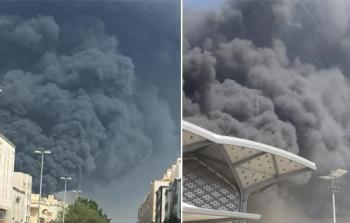 شاهد: حريق في محطة قطار الحرمين في جدة