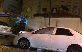 المركبة التي تعرضت لاطلاق النار