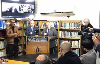 جانب من المؤتمر الصحفي في غزة