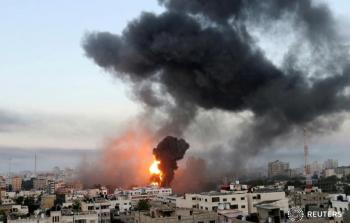 من القصف الإسرائيلي على غزة صباح اليوم الأربعاء
