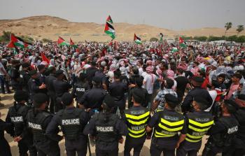 تظاهرة اردنية على حدود اسرائيل