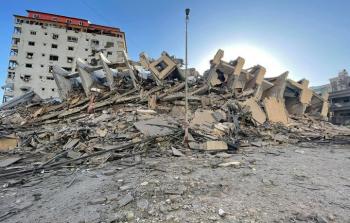 برج هنادي بعد قصفه من قبل الاحتلال الإسرائيلي
