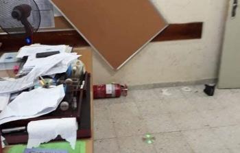 جانب من الاعتداء على مدرسة عبد الحميد السائح في نابلس
