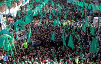 جانب من مسيرة حركة حماس في شمال غزة في ذكرى انطلاقتها