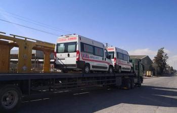 سيارات إسعاف تصل غزة من الأردن