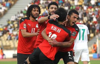 فرحة لاعبي مصر بهدف محمد صلاح على المنتخب المغربي