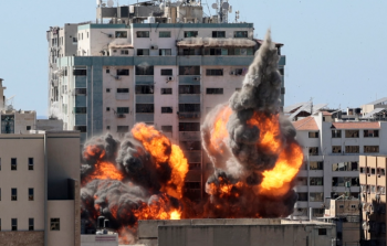 قصف برج الجلاء خلال العدوان الإسرائيلي على غزة عام 2021