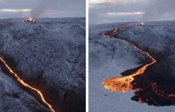 تدفق الحمم البركانية وسط الثلوج في أيسلندا