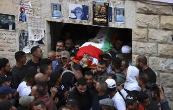 جانب من تشييع جثمان الشهيد داوود ريان في القدس اليوم