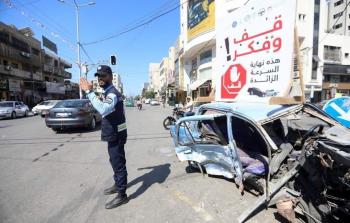شرطي مرور في غزة وحادث سير مروري