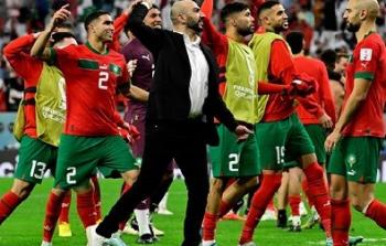 فرحة المنتخب المغربي بالتأهل إلى نصف النهائي في كأس العالم 2022