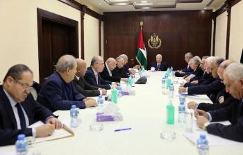 الرئيس محمود عباس خلال ترؤسه اجتماع اللجنة التنفيذية لمنظمة التحرير الفلسطينية