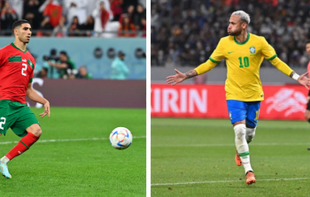 لاعب البرازيل نيمار ولاعب المغرب اشرف حكيمي