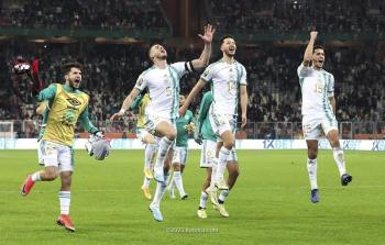 فرحة لاعبي منتخب الجزائر بالتأهل الى نهائي الشان 2023