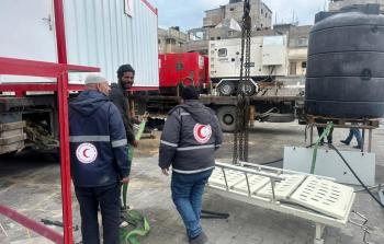 من عمليات نقل مستشفى الهلال الأحمر الكويتي إلى غزة