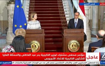 مؤتمر صحفي لوزير الخارجية المصري وممثلة الشؤون الخارجية بالاتحاد الأوروبي