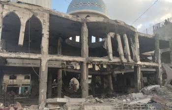 آثار تدمير مسجد أنصار في دير البلح الليلة